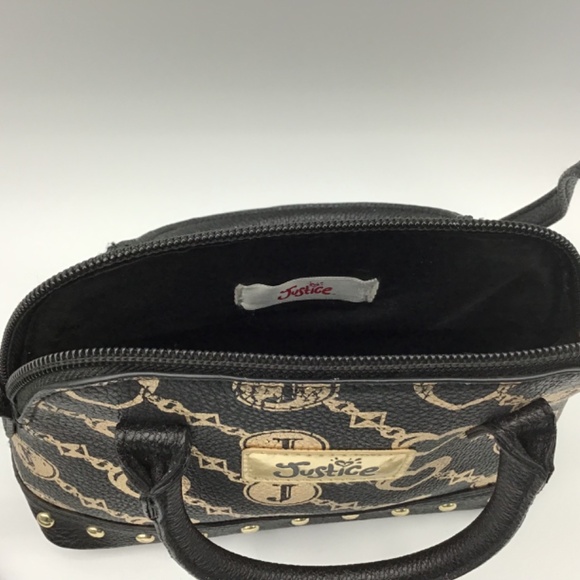 JUSTICE Black & Gold Women/Girls' Handbag / Crossbody Youth Purse - Picture 5 of 7